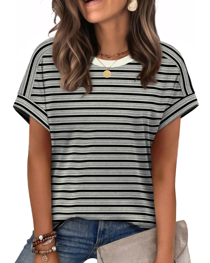 Lily Women's Cap Sleeve Top – Crew Neck Lightweight T-Shirt for Spring and Summer