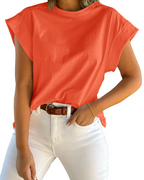 Ava Women's Cap Sleeve T-Shirt – Crew Neck Relaxed Fit Top for Work and Travel