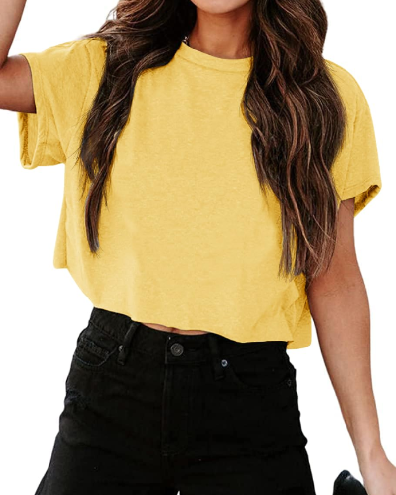 Talia Women's Cropped Oversized Top – Cut-Out Shoulder Athletic Gym Tee