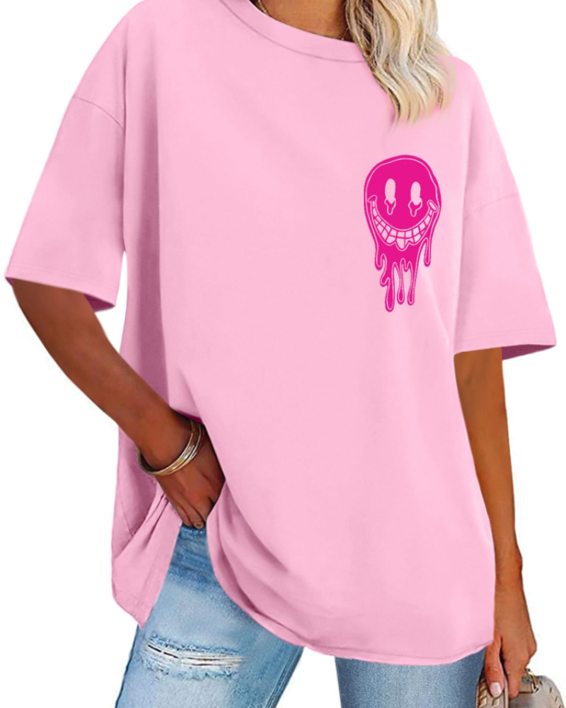 Mia Women's Oversized Graphic T-Shirt – Crew Neck Loose Fit Tee for Streetwear
