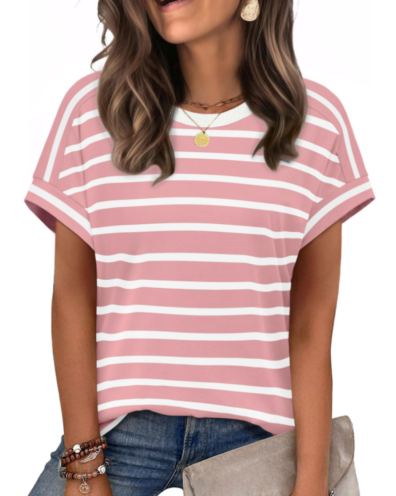 Lily Women's Cap Sleeve Top – Crew Neck Lightweight T-Shirt for Spring and Summer