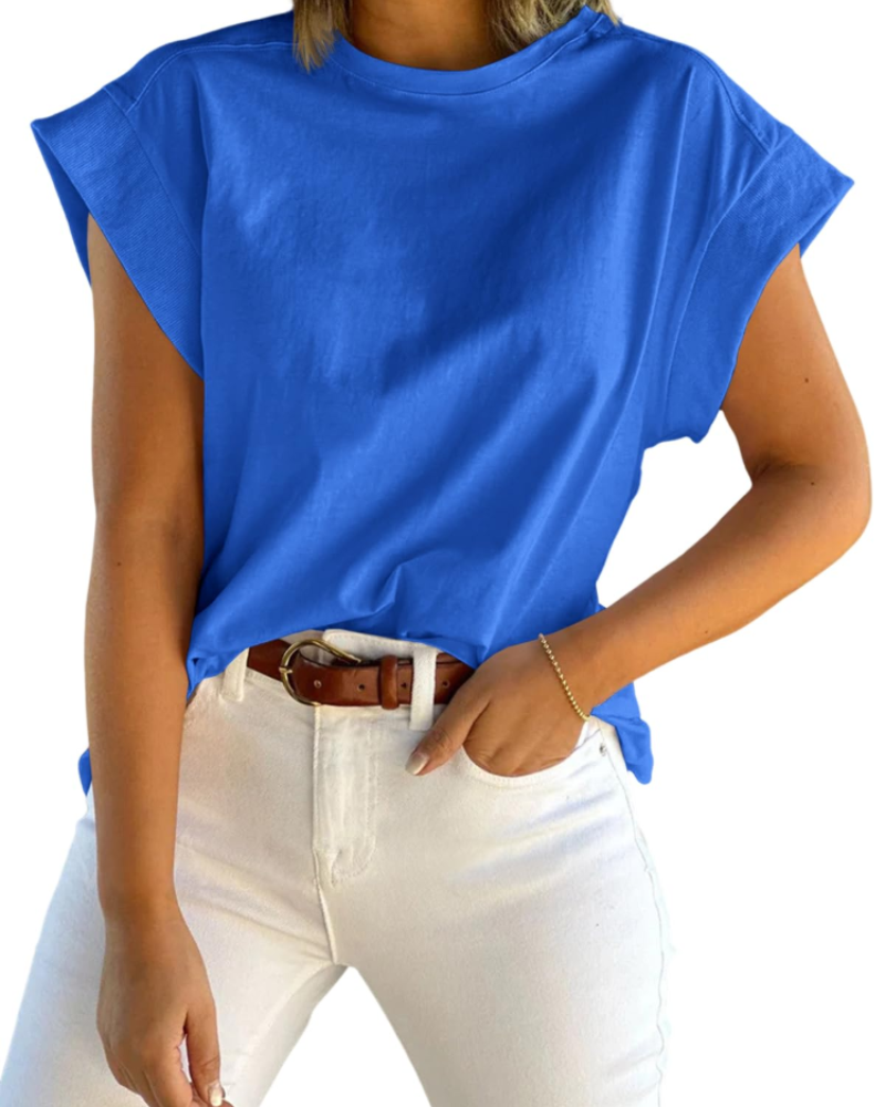 Ava Women's Cap Sleeve T-Shirt – Crew Neck Relaxed Fit Top for Work and Travel