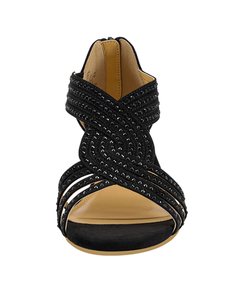Gabriella Women's Rhinestone Wedge Sandals – Open Toe Wedding Shoes with Latex Insole