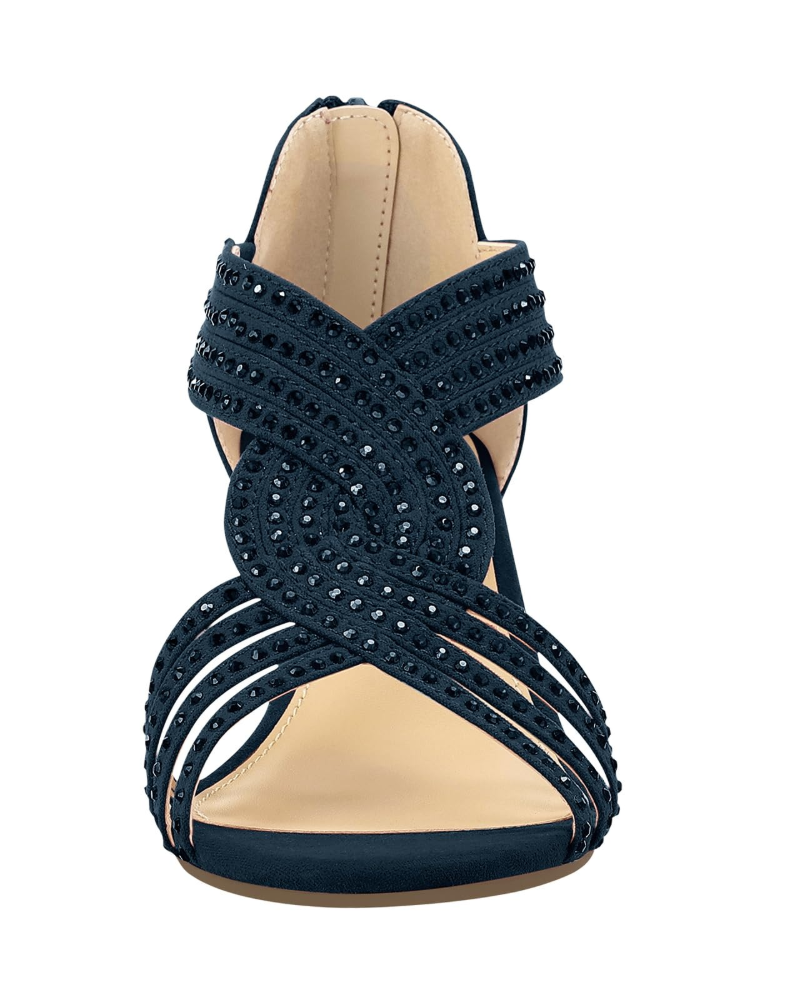 Gabriella Women's Rhinestone Wedge Sandals – Open Toe Wedding Shoes with Latex Insole