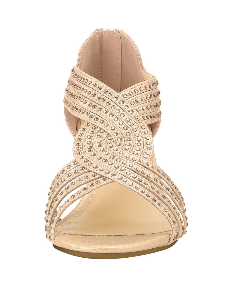 Gabriella Women's Rhinestone Wedge Sandals – Open Toe Wedding Shoes with Latex Insole