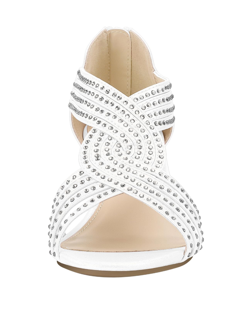 Gabriella Women's Rhinestone Wedge Sandals – Open Toe Wedding Shoes with Latex Insole