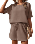 Nadia Women's Co-ord Set – Textured Top & High Waist Shorts Summer Casual Outfit