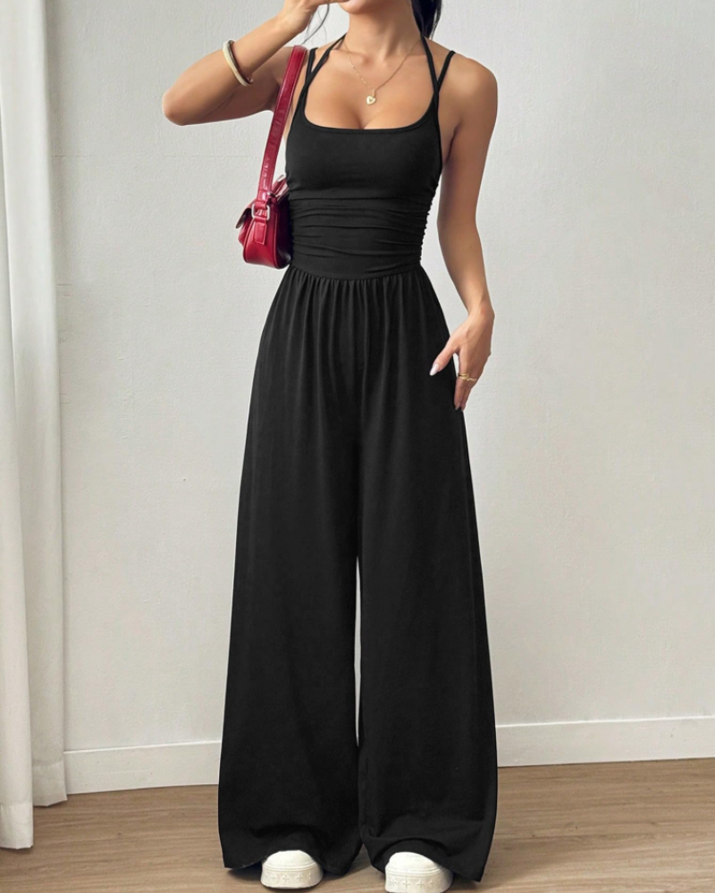 Scarlett Women’s Wide Leg Jumpsuit – Sleeveless Elastic Waist Summer One-Piece