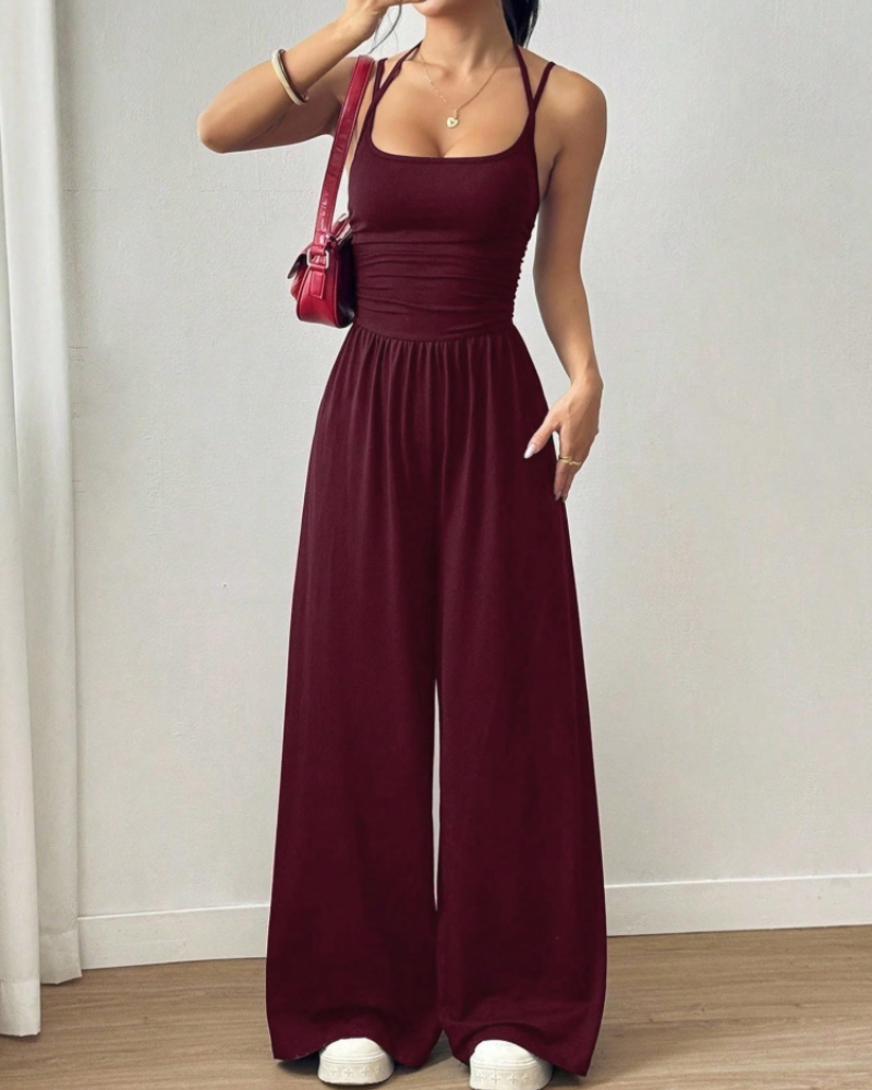 Scarlett Women’s Wide Leg Jumpsuit – Sleeveless Elastic Waist Summer One-Piece