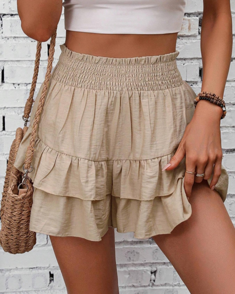 Vanessa Women’s High Waist Shorts – Ruffle Detail Lightweight Casual Summer Shorts