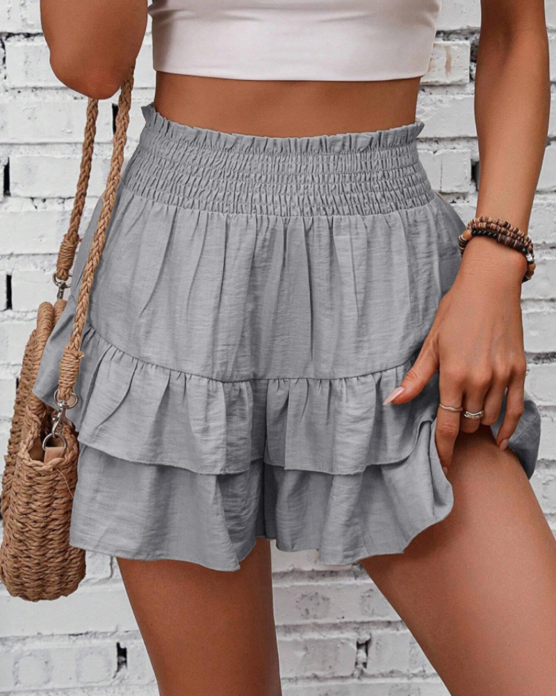 Vanessa Women’s High Waist Shorts – Ruffle Detail Lightweight Casual Summer Shorts