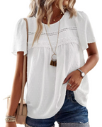 Grace Women's Boho Blouse – Lace Short Sleeve Tunic Top for Vacation and Summer