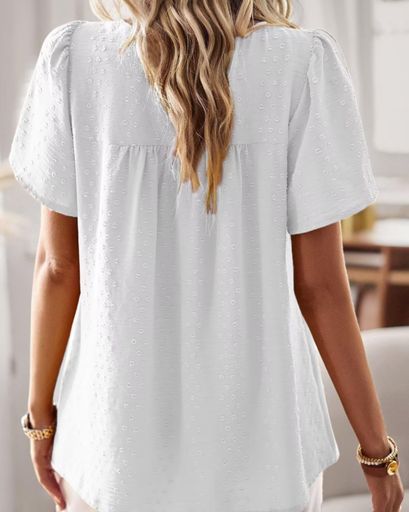 Grace Women's Boho Blouse – Lace Short Sleeve Tunic Top for Vacation and Summer