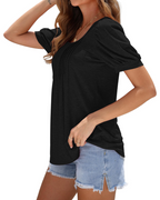 Olivia Women's Square Neck Tunic Top – Puff Sleeve Blouse with Pleated Front