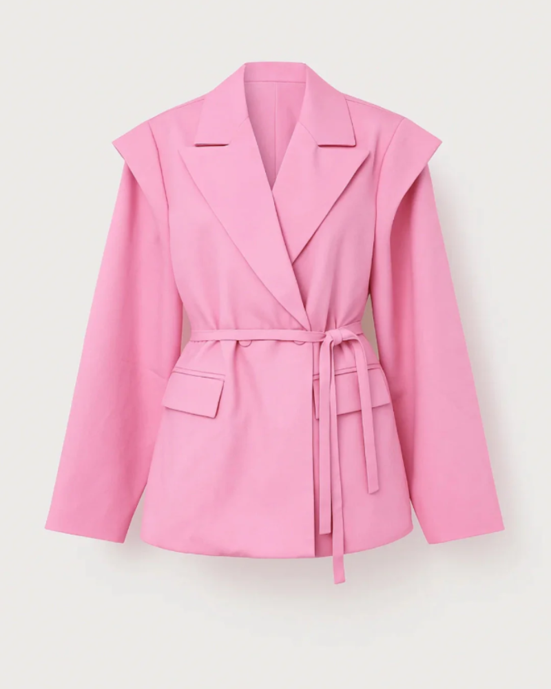 Scarlett Women’s Belted Blazer – Tailored Lapel Jacket with Structured Shoulders