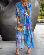 Annalise Women’s Chiffon Dress – Flowy Wrap Style Elegant Spring Summer Dress