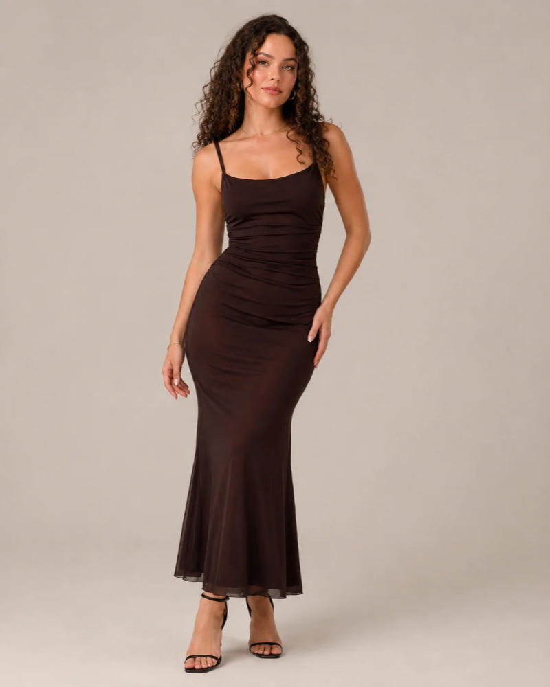 Coraline Women's Stretch Maxi Dress – Fitted Spaghetti Strap Summer Dress