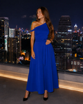 Vanessa Women's One-Shoulder Maxi Dress – Waist Belt & Flowing A-Line Skirt