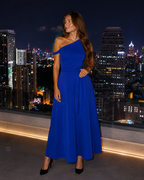 Vanessa Women's One-Shoulder Maxi Dress – Waist Belt & Flowing A-Line Skirt