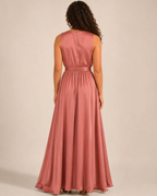 Hadley Women's Wrap Maxi Dress – V-Neck Tie Waist Elegant Long Dress