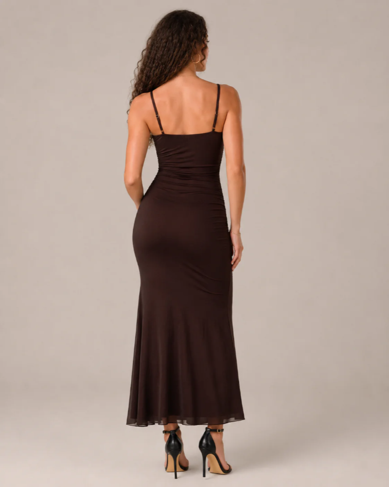 Coraline Women's Stretch Maxi Dress – Fitted Spaghetti Strap Summer Dress