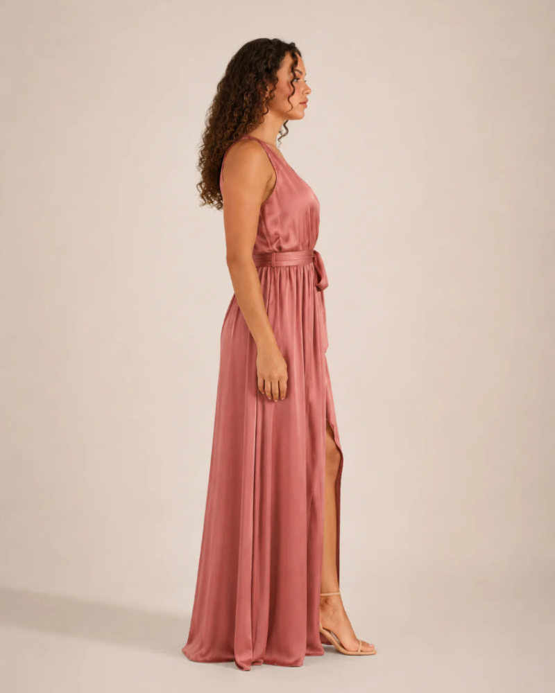 Hadley Women's Wrap Maxi Dress – V-Neck Tie Waist Elegant Long Dress