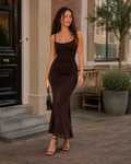 Coraline Women's Stretch Maxi Dress – Fitted Spaghetti Strap Summer Dress