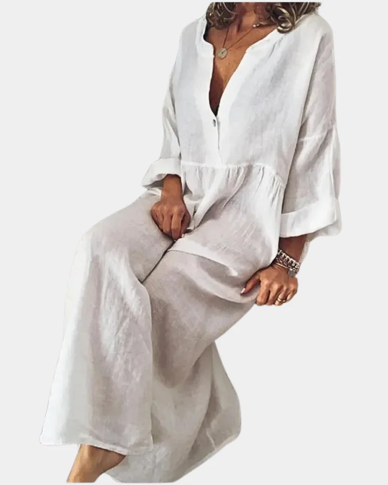 Isla Women's Casual Dress – Elegant Monochrome Everyday Dress for Work & Outings