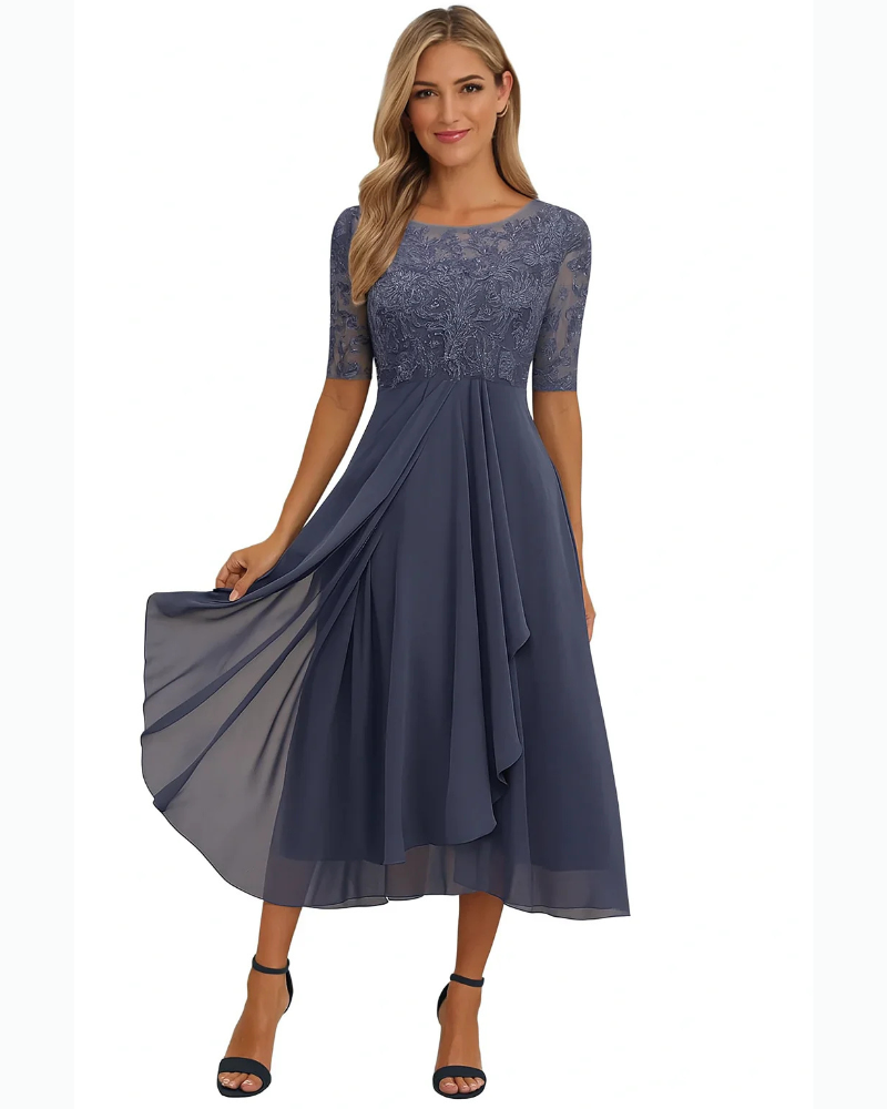 Ophelia Women's A-Line Midi Dress – Lightweight Summer Dress with Lace Details