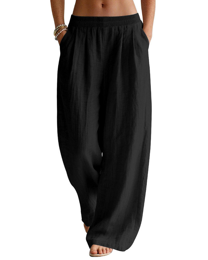 Grace Women’s Linen Palazzo Pants – Wide Leg Summer Trousers with Pockets