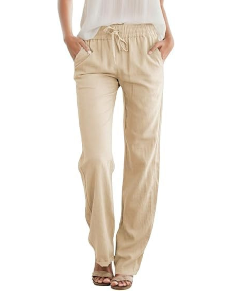 Harper Women’s Wide Leg Pants – Elastic Waist Casual Trousers with Pockets