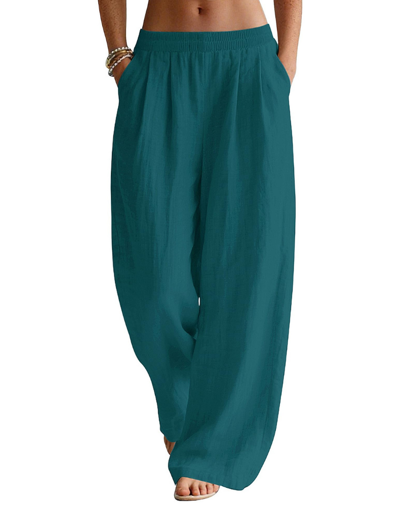 Grace Women’s Linen Palazzo Pants – Wide Leg Summer Trousers with Pockets