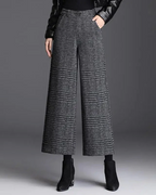 Abigail Women's Plaid Trousers – High-Waist Wide-Leg Pants for Work & Evening Wear