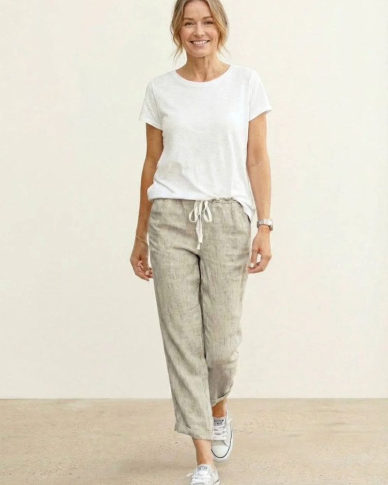 Avery Women's Slim Fit Pants – Drawstring Waist Casual Summer Trousers
