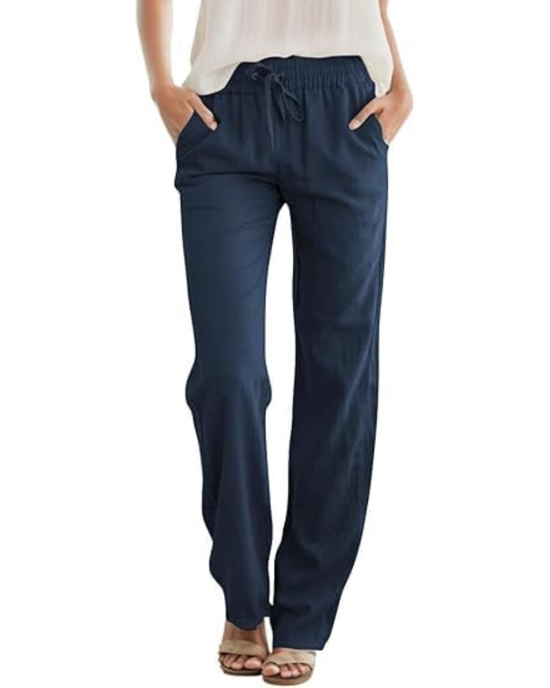 Harper Women’s Wide Leg Pants – Elastic Waist Casual Trousers with Pockets