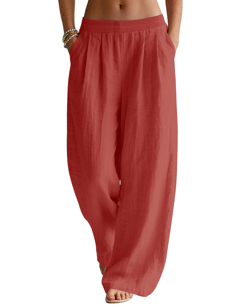 Grace Women’s Linen Palazzo Pants – Wide Leg Summer Trousers with Pockets