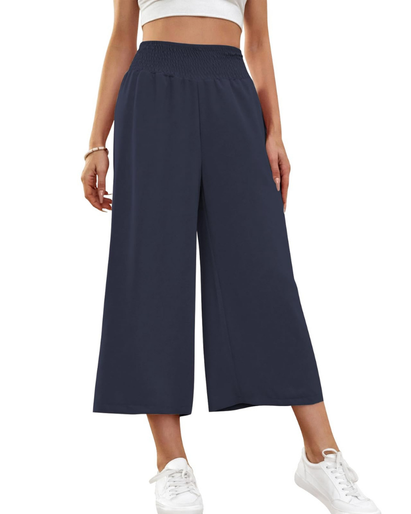 Audrey Women’s Capri Pants – 7/8 Wide Leg Culotte Trousers with Pockets