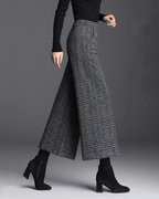 Abigail Women's Plaid Trousers – High-Waist Wide-Leg Pants for Work & Evening Wear
