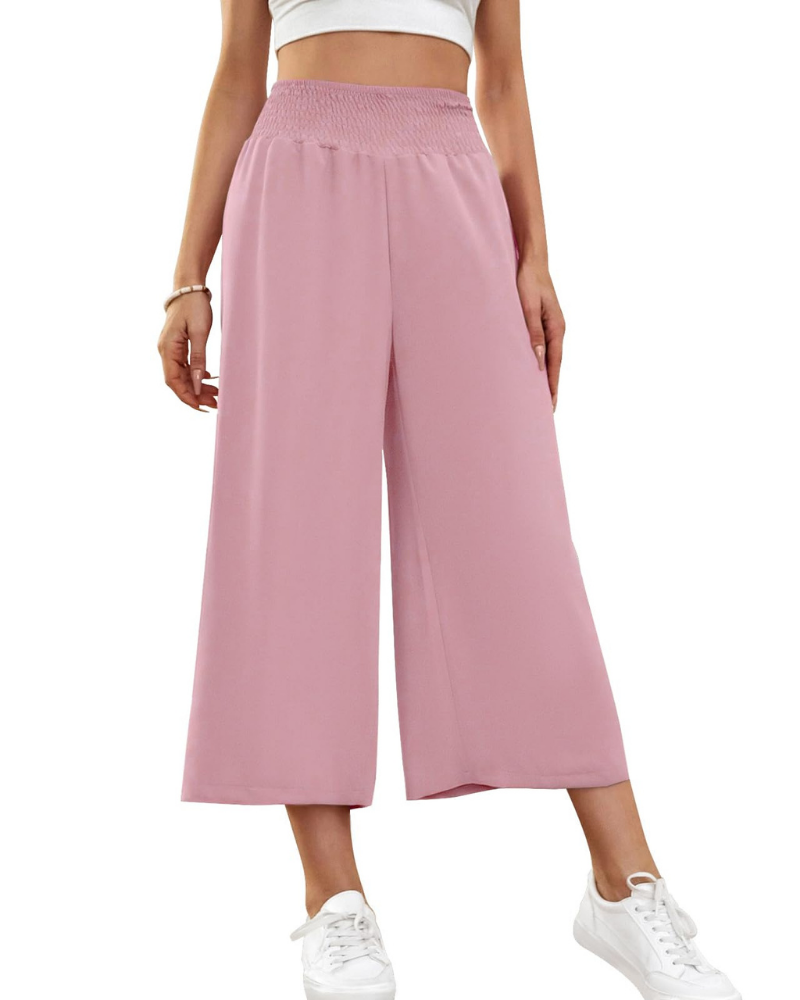Audrey Women’s Capri Pants – 7/8 Wide Leg Culotte Trousers with Pockets