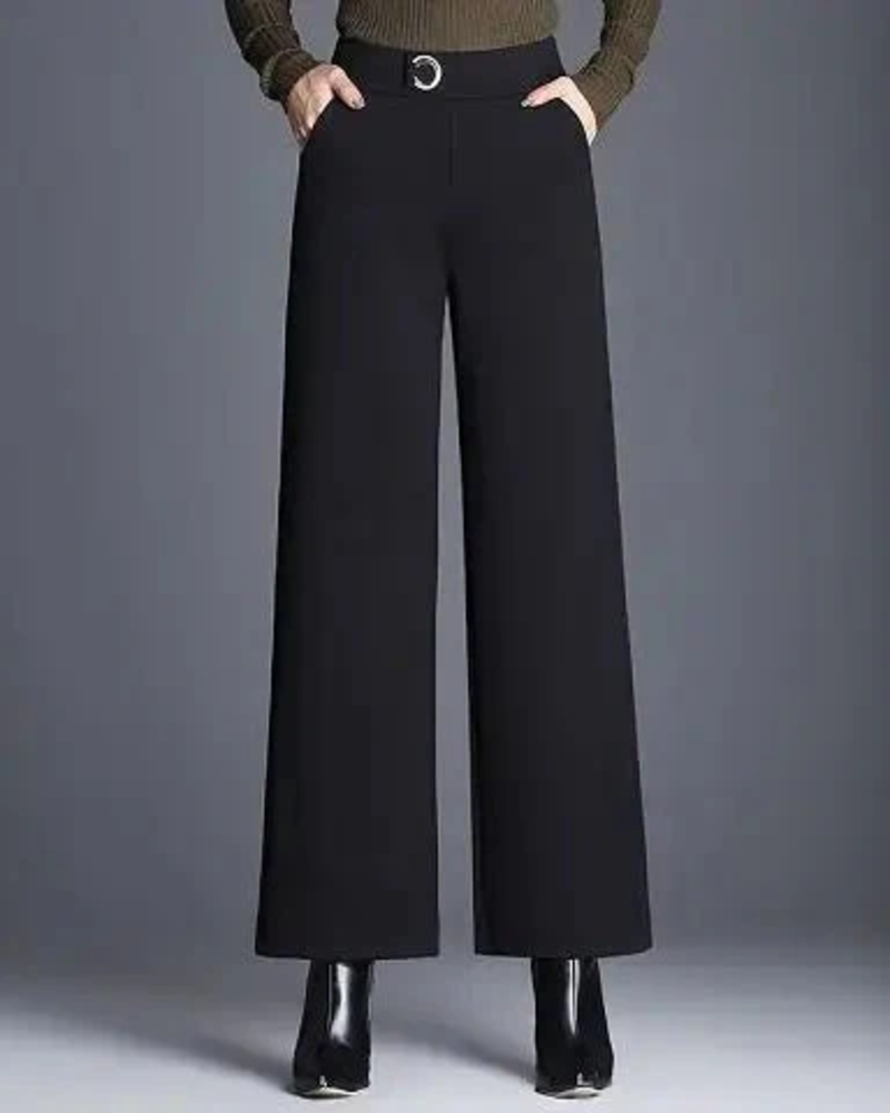 Abigail Women's Plaid Trousers – High-Waist Wide-Leg Pants for Work & Evening Wear