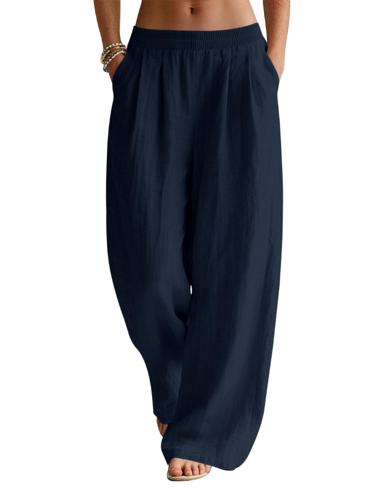 Grace Women’s Linen Palazzo Pants – Wide Leg Summer Trousers with Pockets