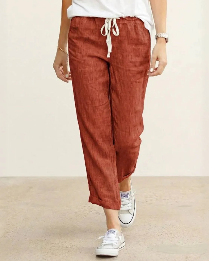 Avery Women's Slim Fit Pants – Drawstring Waist Casual Summer Trousers
