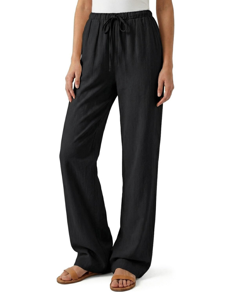 Olivia Women’s Tall Linen Pants – Extra Long Drawstring Trousers with Pockets