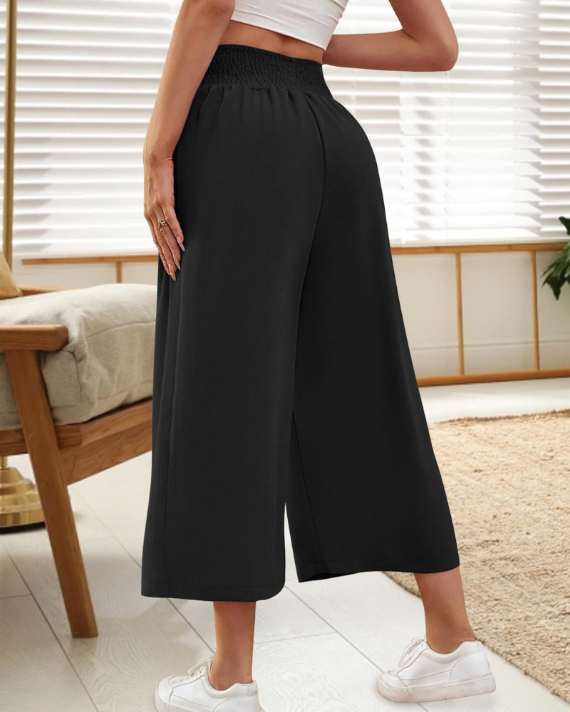 Audrey Women’s Capri Pants – 7/8 Wide Leg Culotte Trousers with Pockets