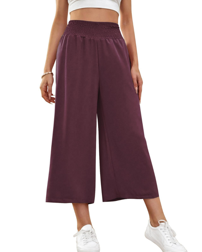 Audrey Women’s Capri Pants – 7/8 Wide Leg Culotte Trousers with Pockets