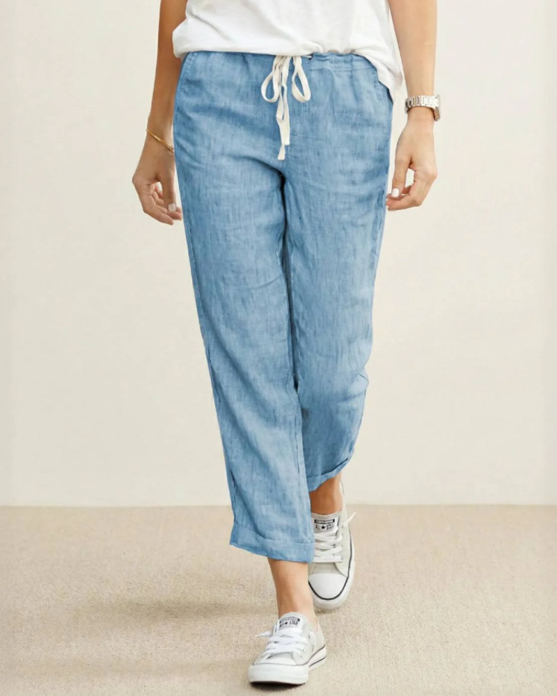 Avery Women's Slim Fit Pants – Drawstring Waist Casual Summer Trousers