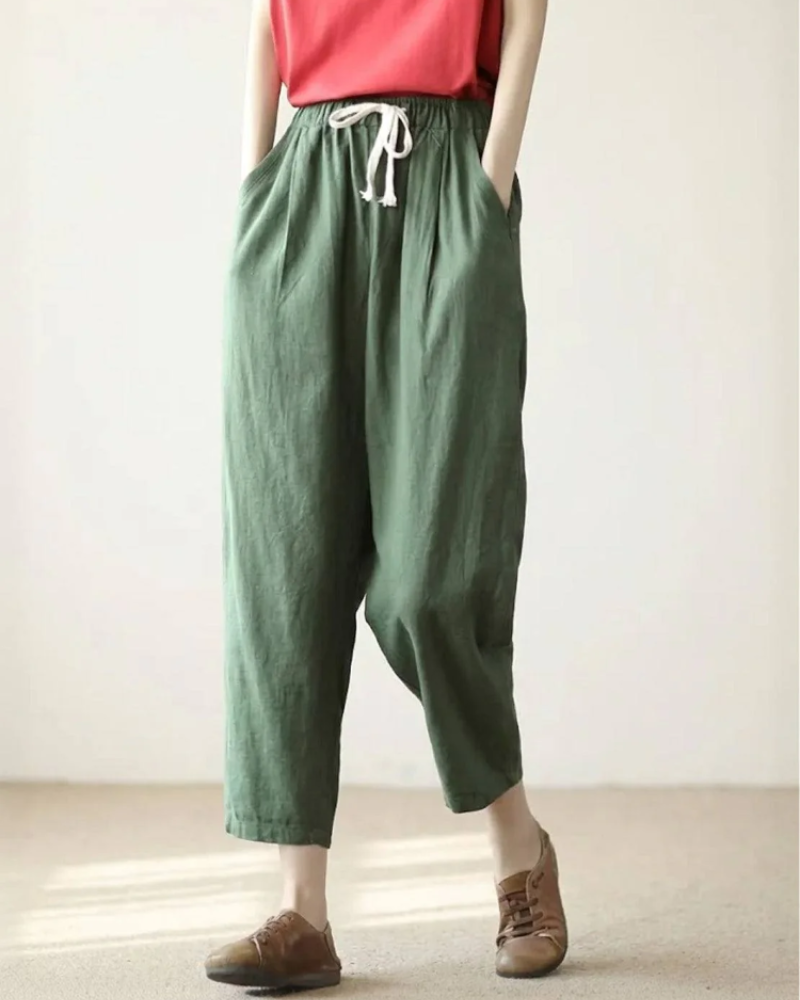 Avery Women's Slim Fit Pants – Drawstring Waist Casual Summer Trousers