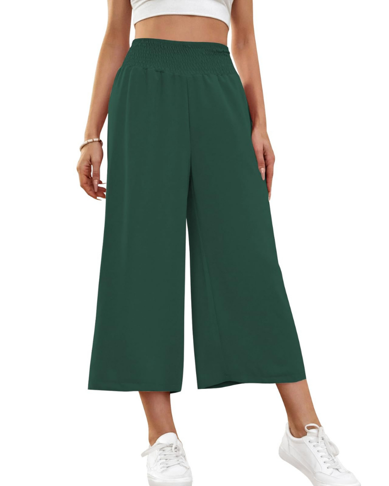Audrey Women’s Capri Pants – 7/8 Wide Leg Culotte Trousers with Pockets
