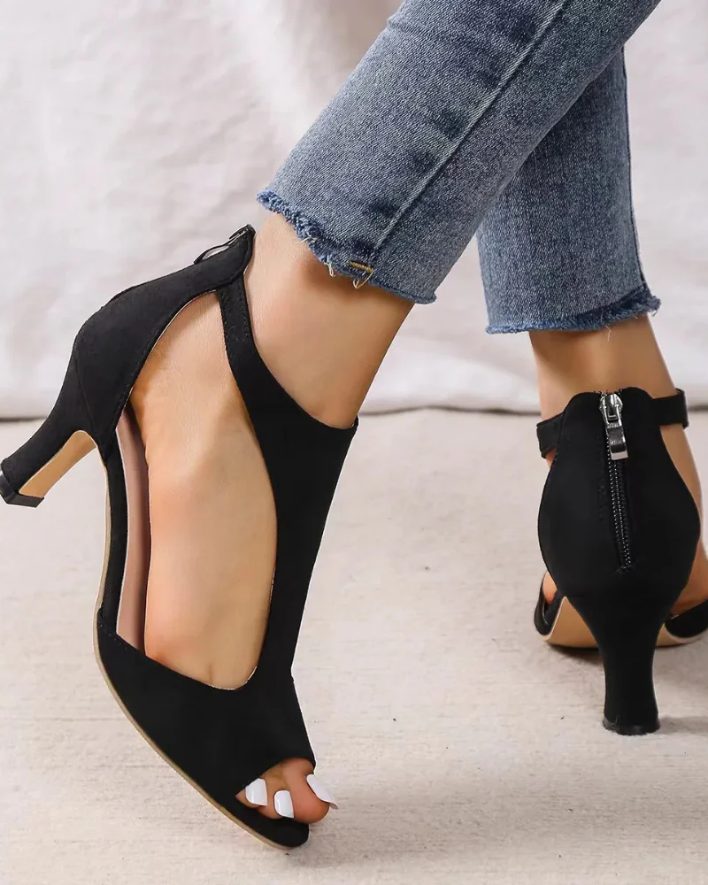 Sofia Women's Cut Out Pumps – Open Toe Heels with Elegant Slim Heel Design