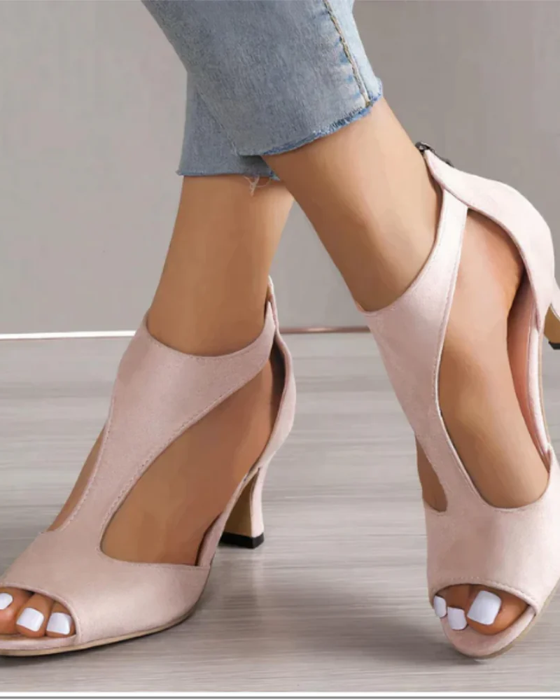 Sofia Women's Cut Out Pumps – Open Toe Heels with Elegant Slim Heel Design